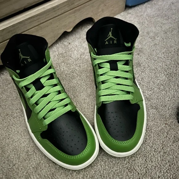 Jordan Green and Black High-Top Sneakers-Women’s - Picture 6 of 6